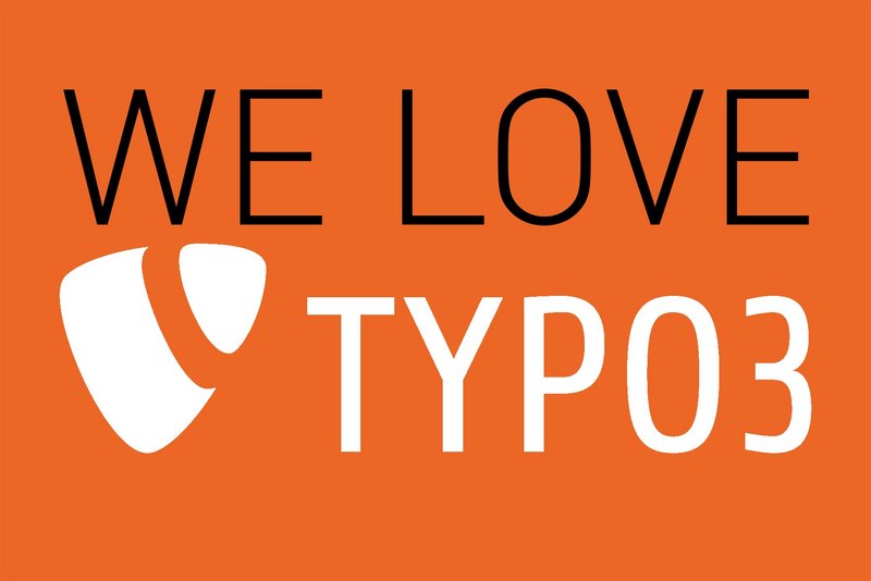 Schriftzug „We love Typo3“